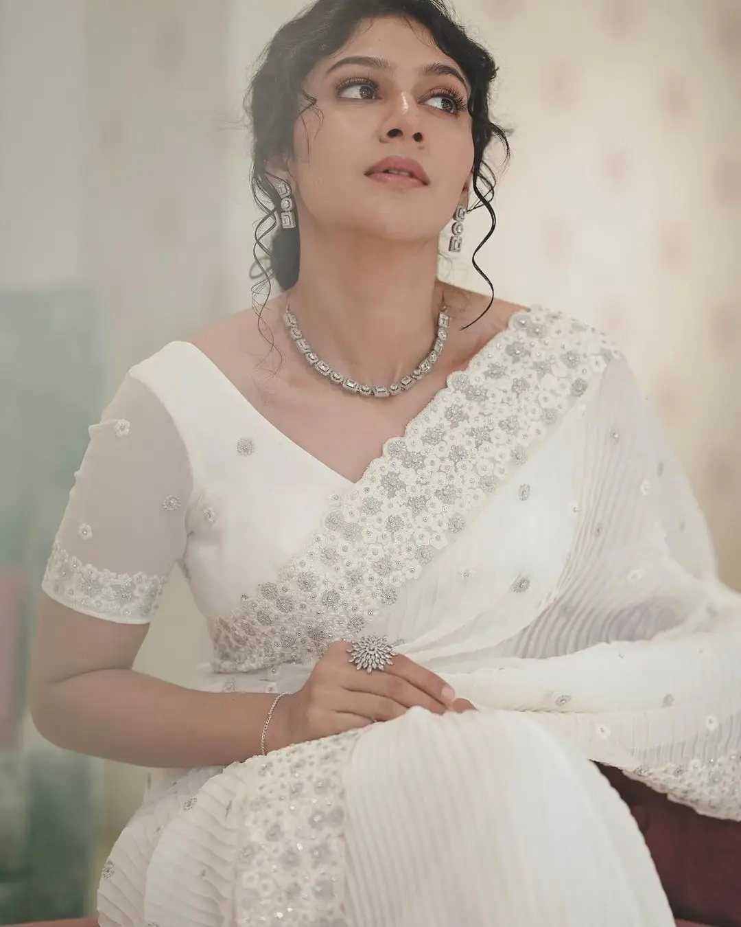 MALAYALAM ACTRESS ANARKALI NAZAR PHOTOS IN WHITE SAREE